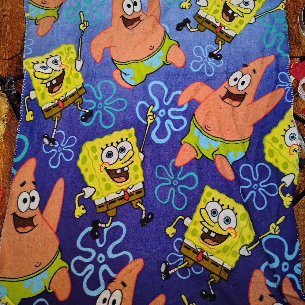 VTG 2006 Nickelodeon SpongeBob & Patrick Throw Blanket 57x42